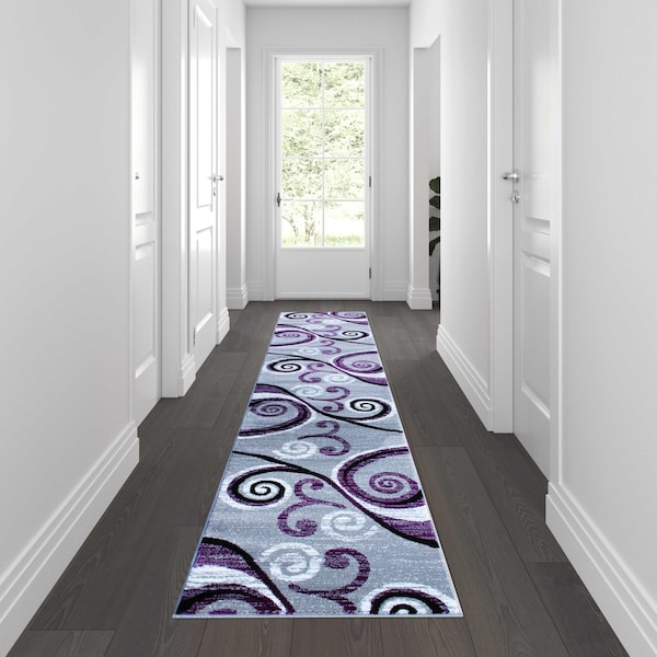 Flash Furniture Purple 2' x 11' Distressed Abstract Area Rug OKR-RG1100-211-PU-GG - main